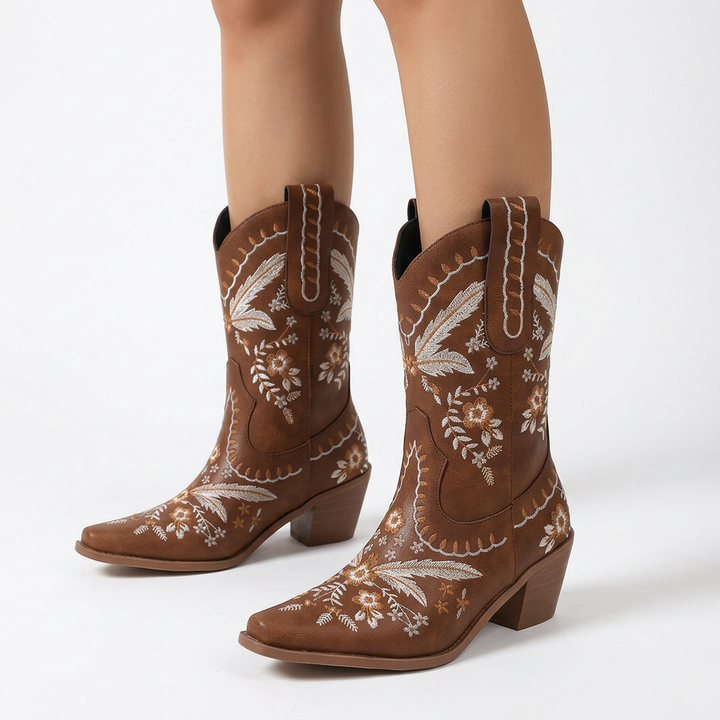 Botas Cowboy Bordadas Rodilla