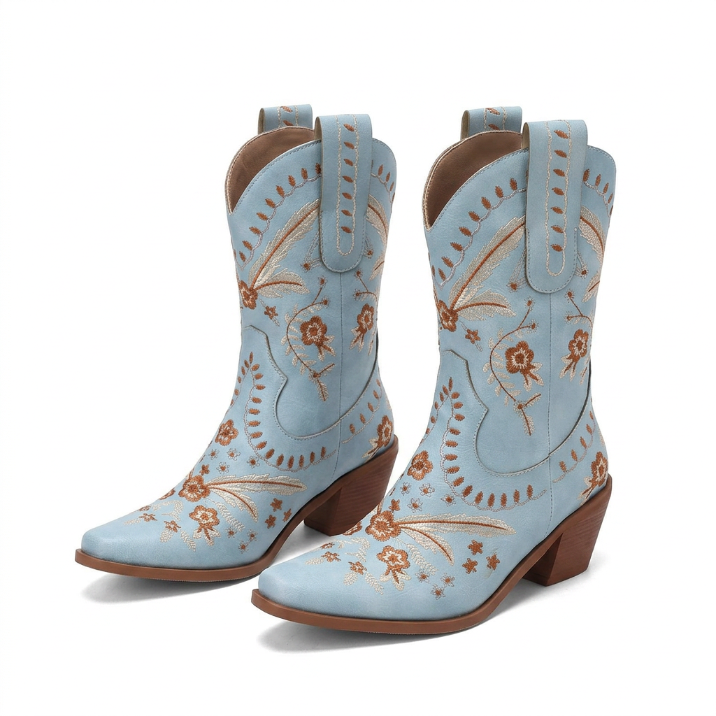 Botas Cowboy Bordadas Rodilla