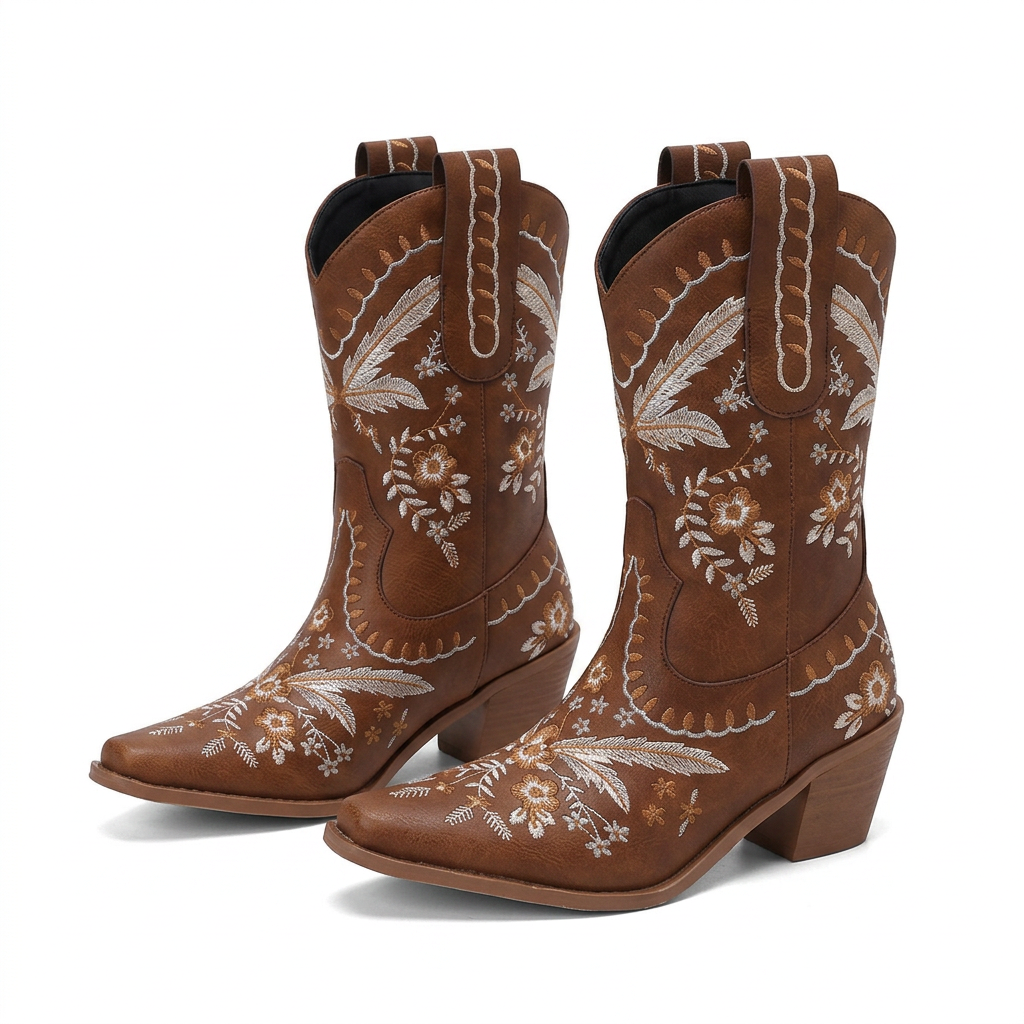 Botas Cowboy Bordadas Rodilla