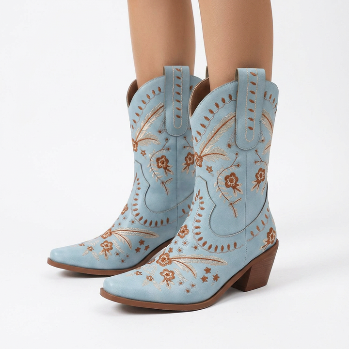 Botas Cowboy Bordadas Rodilla