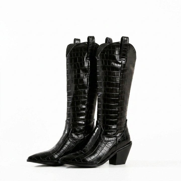 Botas Altas Tacón Grueso Rodilla