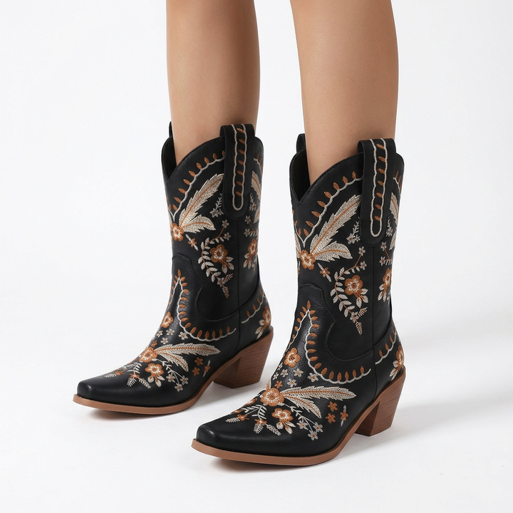 Botas Cowboy Bordadas Rodilla