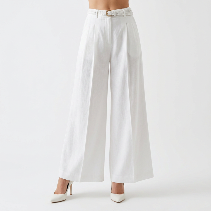Pantalón Lino Palazzo Cintura Alta