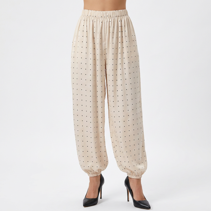 Pantalón Satinado Lantern Lunares Cintura Alta