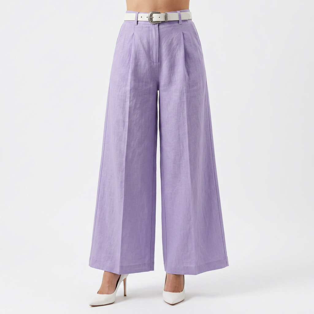 Pantalón Lino Palazzo Cintura Alta