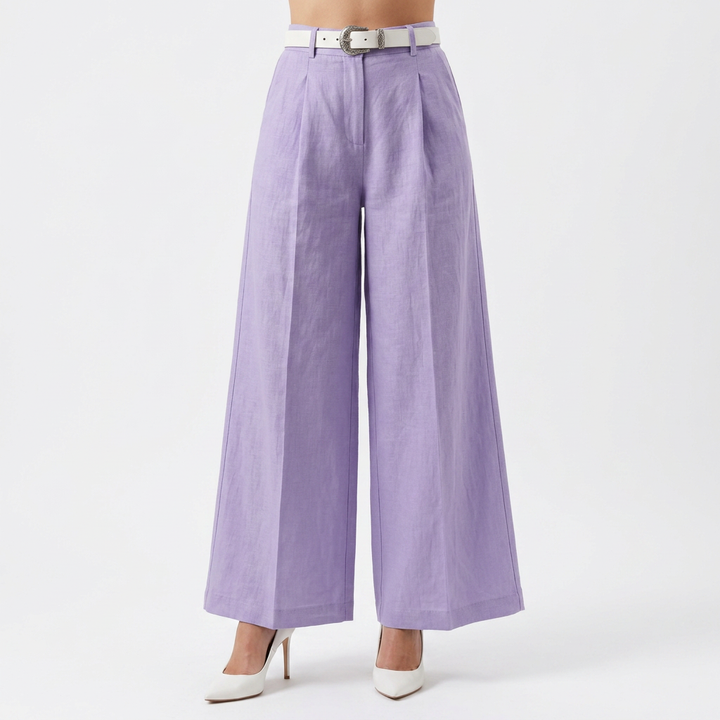 Pantalón Lino Palazzo Cintura Alta