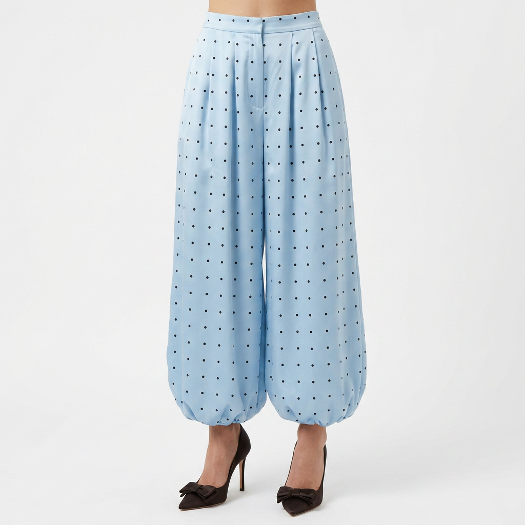 Pantalón Satinado Lantern Lunares Cintura Alta