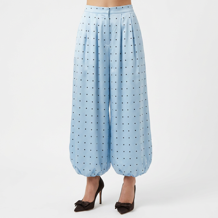 Pantalón Satinado Lantern Lunares Cintura Alta