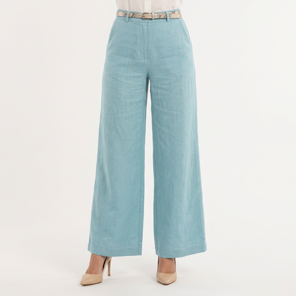 Pantalón Lino Palazzo Cintura Alta