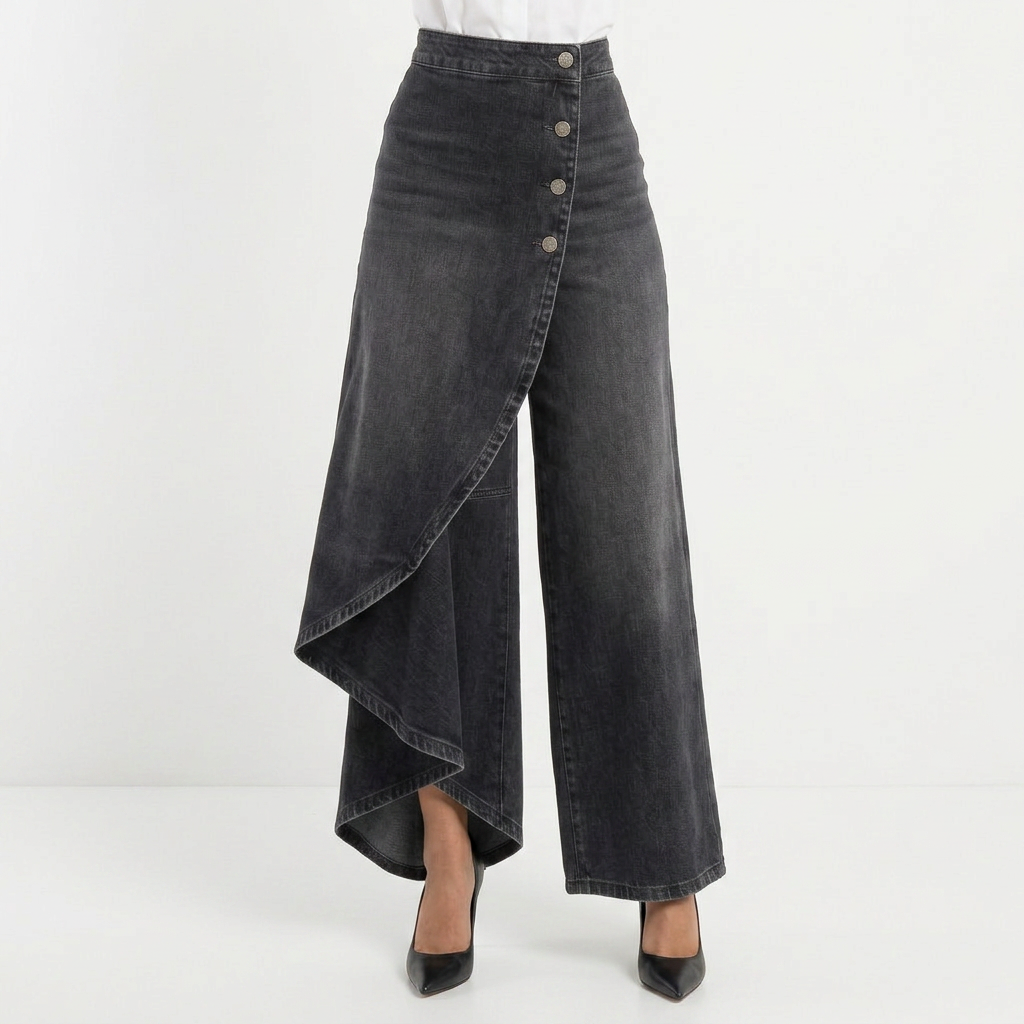 Pantalón Vaquero Ancho Tiro Alto Mujer