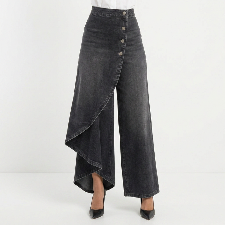 Pantalón Vaquero Ancho Tiro Alto Mujer