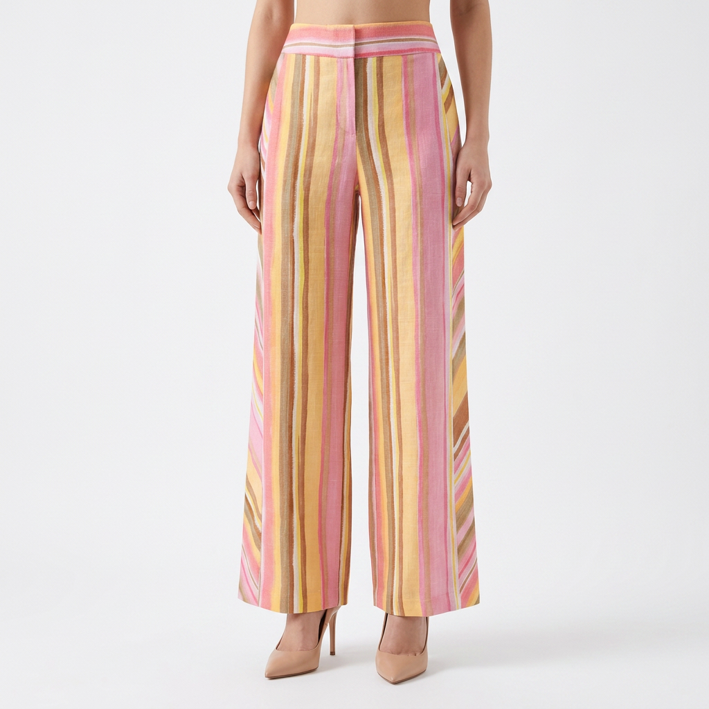 Pantalón Rayas Multicolor Pierna Ancha