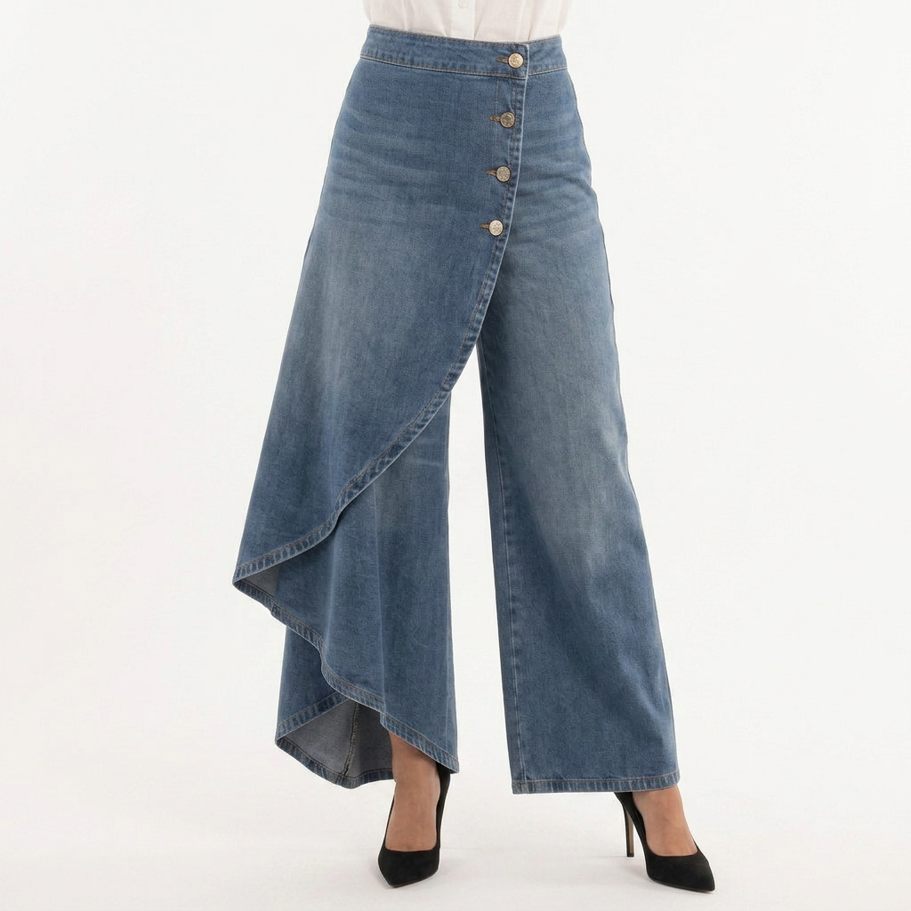 Pantalón Vaquero Ancho Tiro Alto Mujer