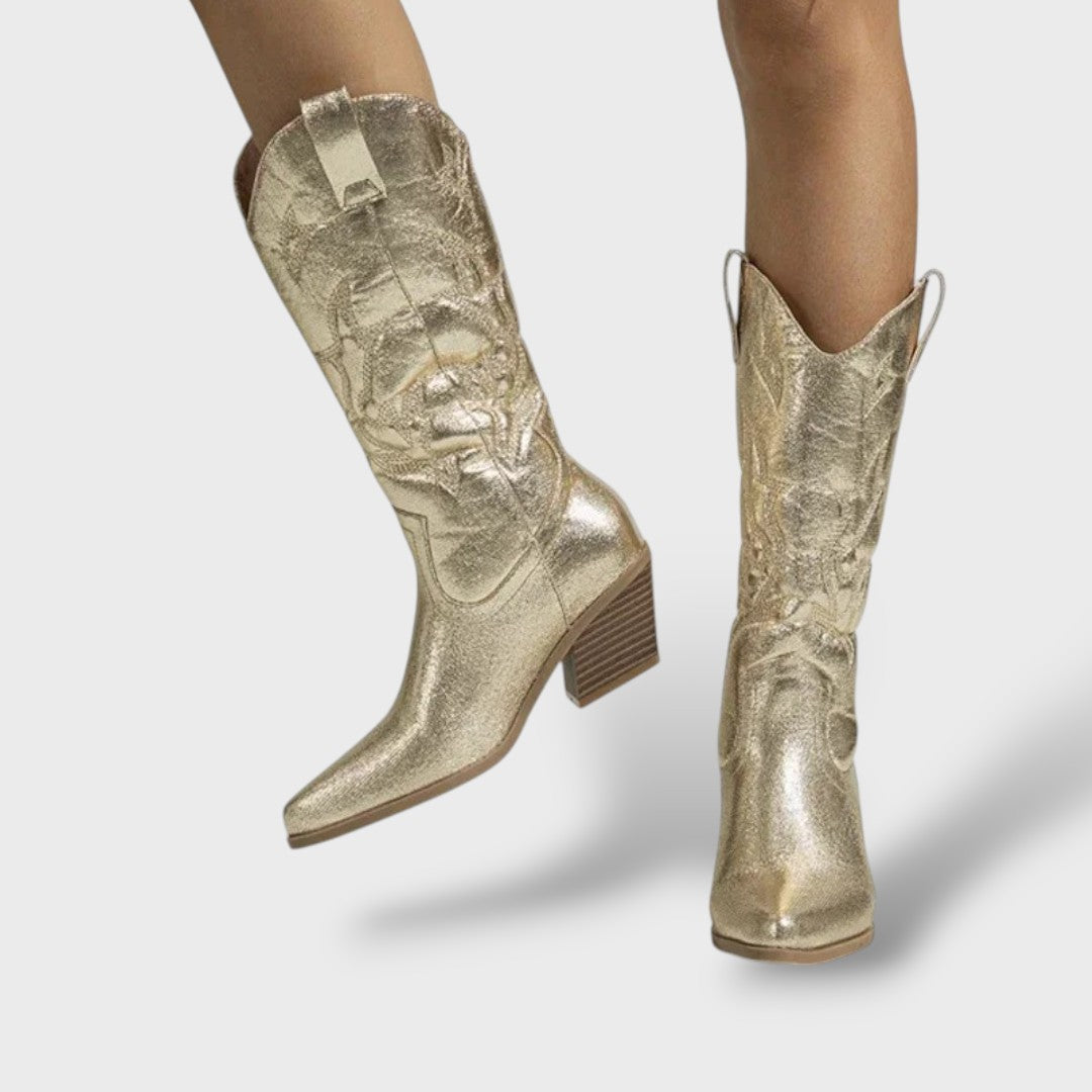 Botas Cowboy Mujer Retro Bordadas