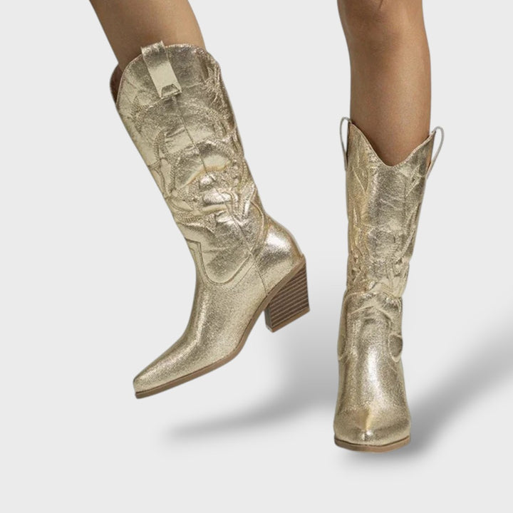 Botas Cowboy Mujer Retro Bordadas