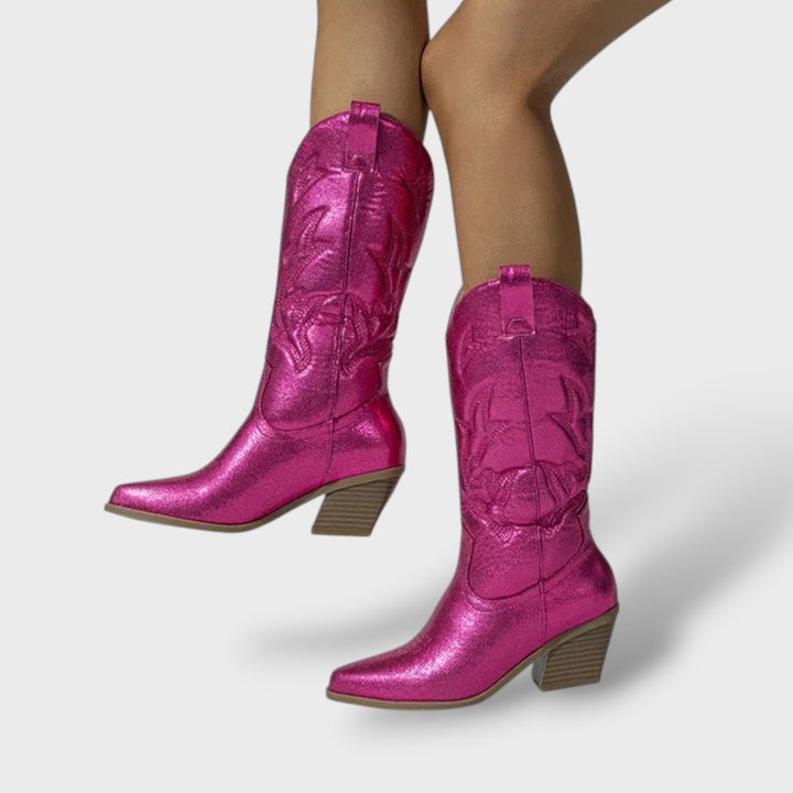 Botas Cowboy Mujer Retro Bordadas