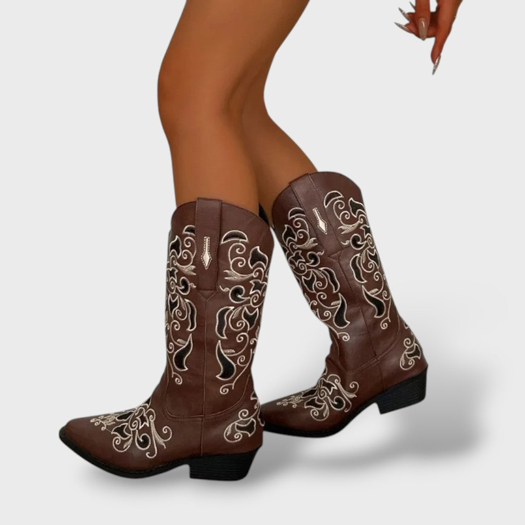 Botas Cowboy Mujer Bordadas Punta Fina