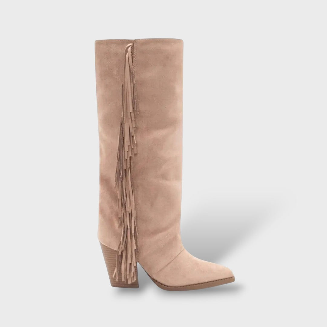 Botas Cowboy Mujer con Flecos y Tacón Alto