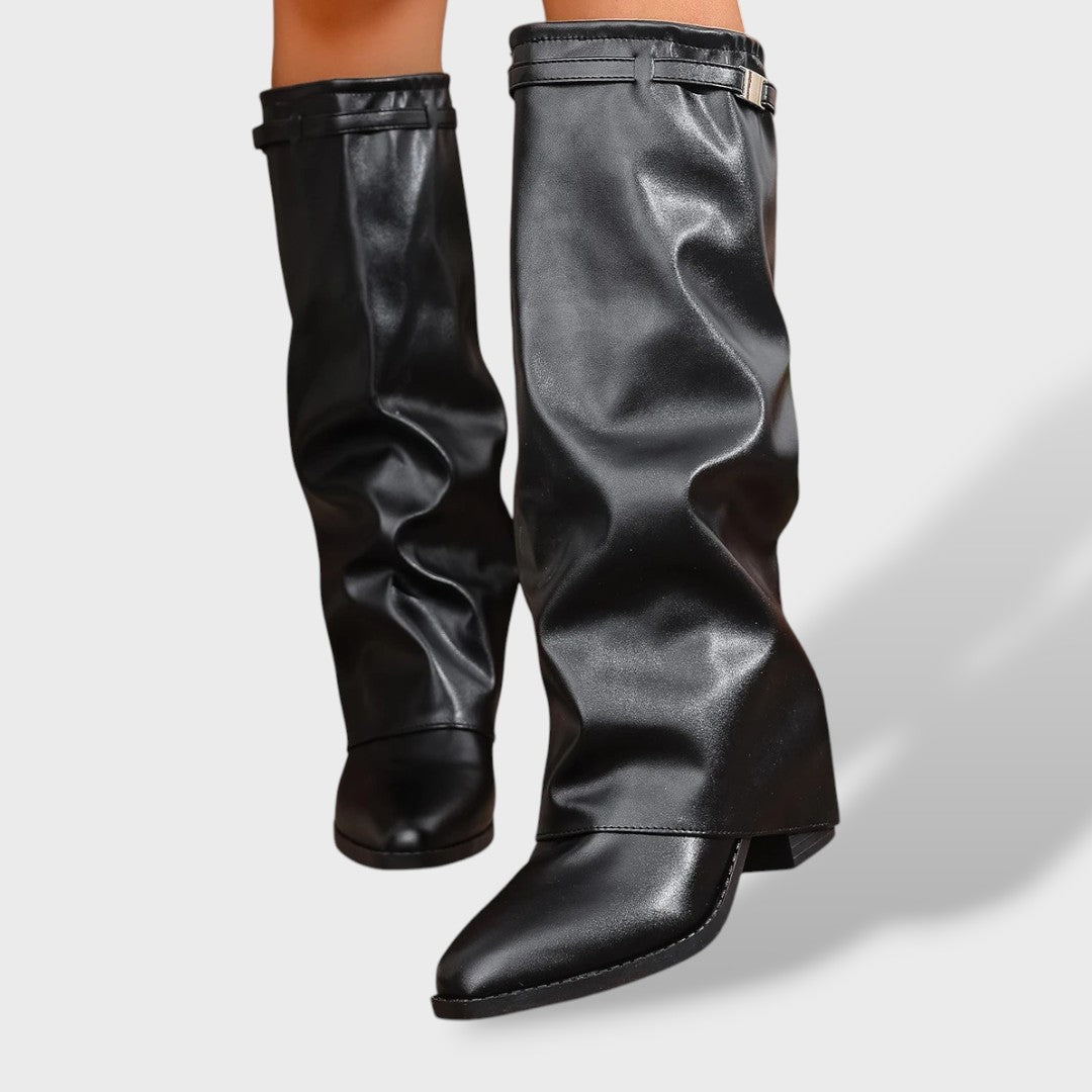 Botas Altas Mujer Tacón Grueso Shark Style