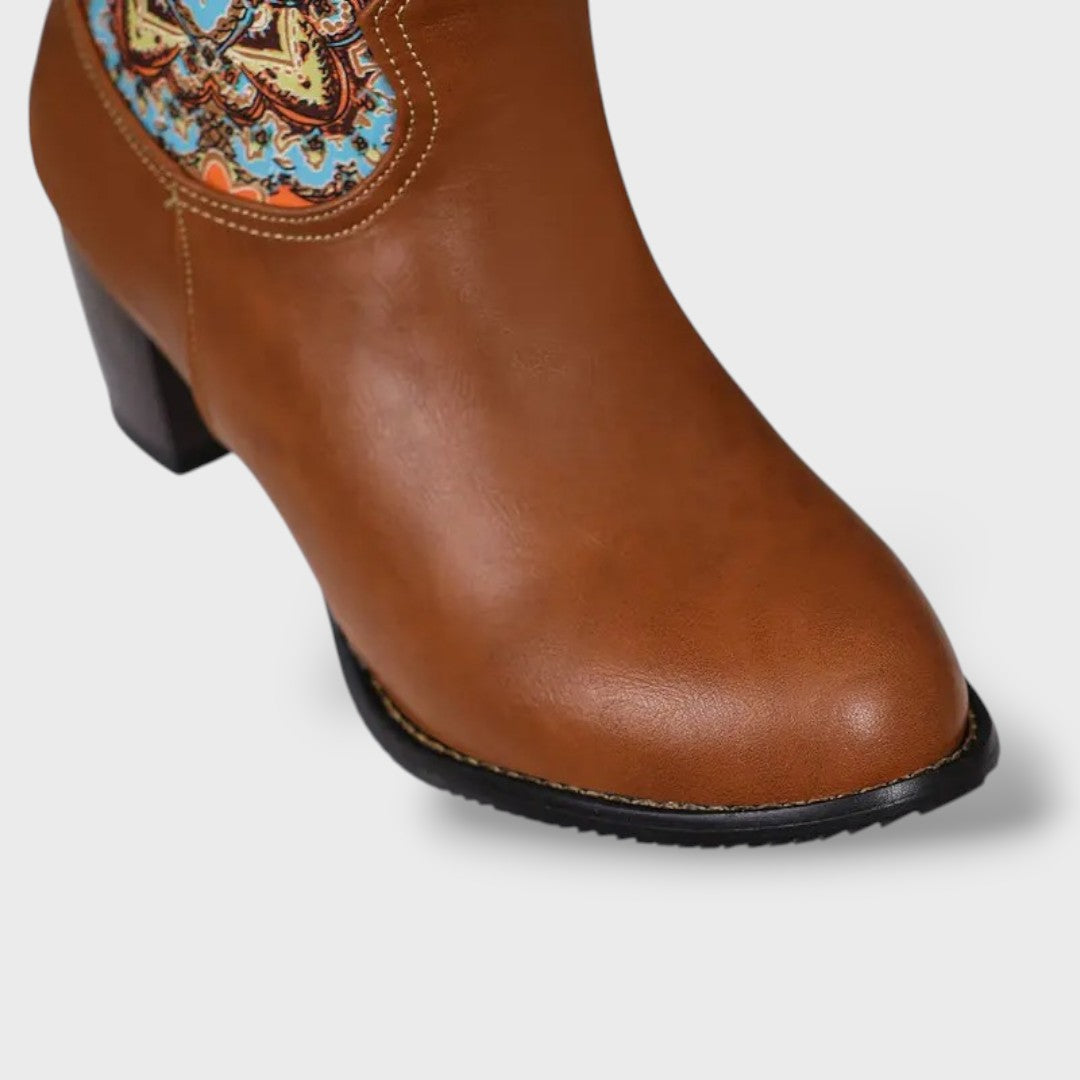 Botas Mujer Altas Florales Tacón Cuadrado