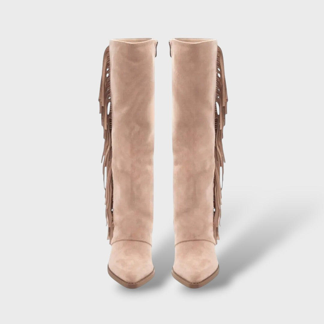 Botas Cowboy Mujer con Flecos y Tacón Alto