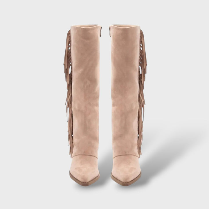Botas Cowboy Mujer con Flecos y Tacón Alto