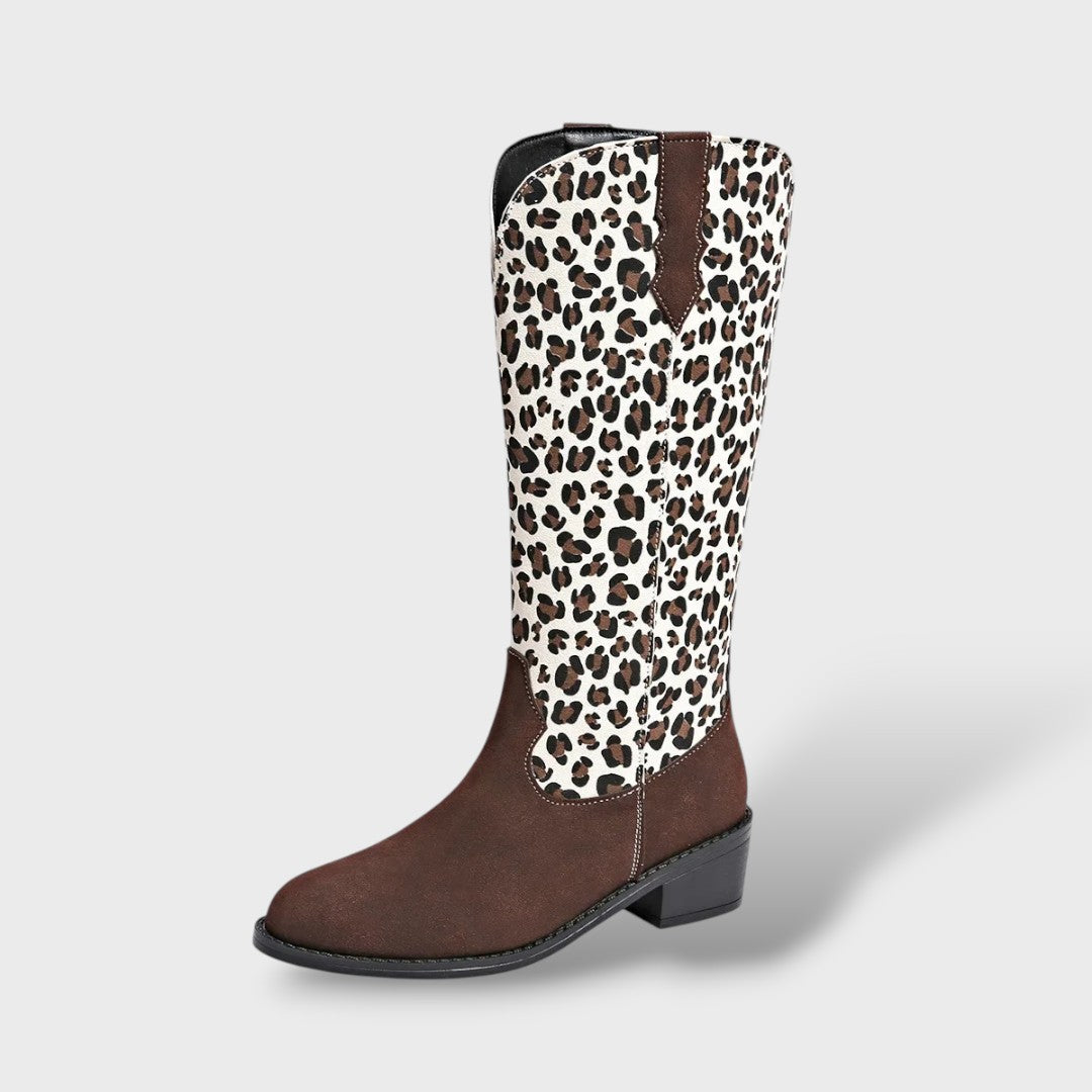 Botas Media Caña Mujer Leopardo Moda Casual