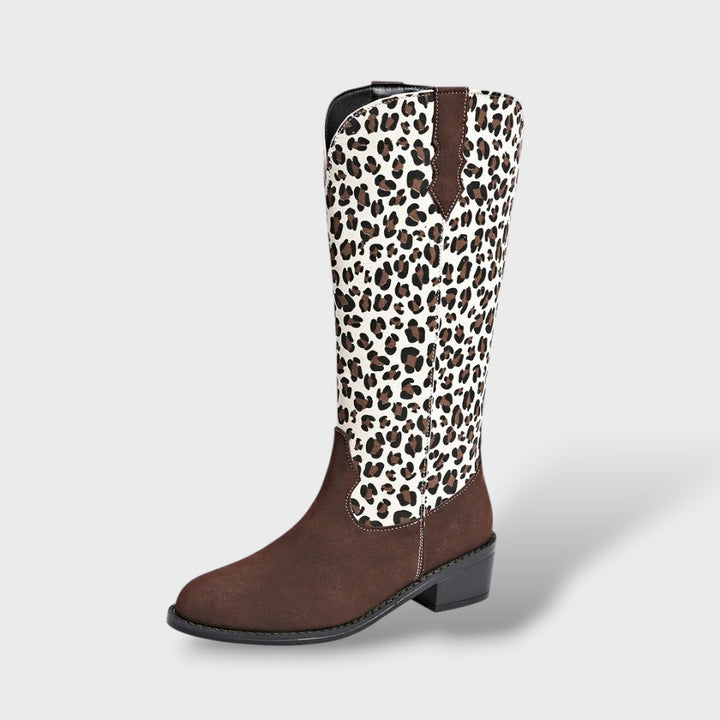 Botas Media Caña Mujer Leopardo Moda Casual