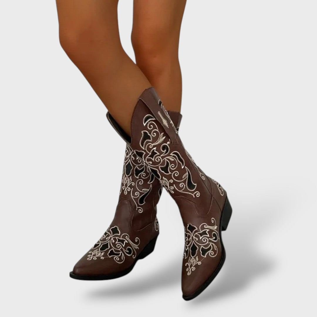 Botas Cowboy Mujer Bordadas Punta Fina