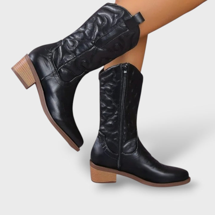Botas Cowboy Mujer Retro Bordadas
