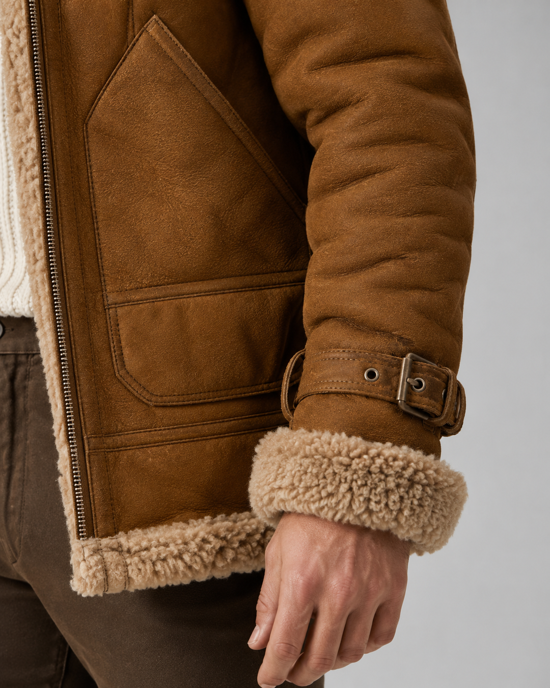 Chaqueta aviador efecto piel premium
