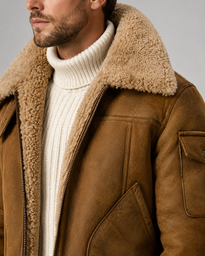 Chaqueta aviador efecto piel premium