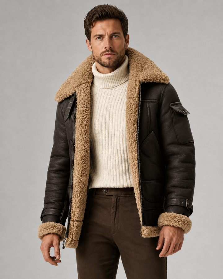 Chaqueta aviador efecto piel premium