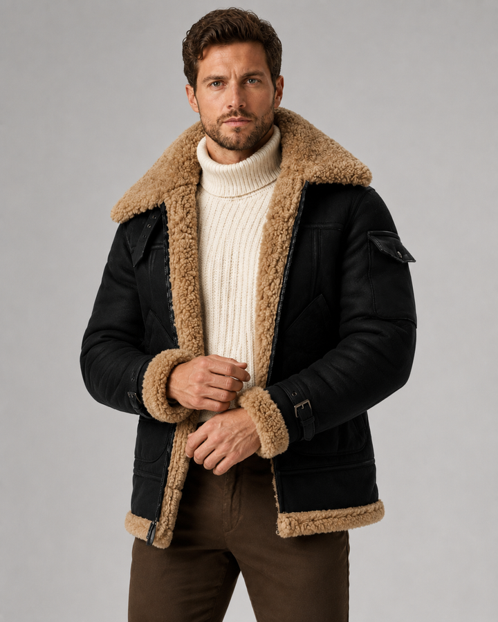 Chaqueta aviador efecto piel premium