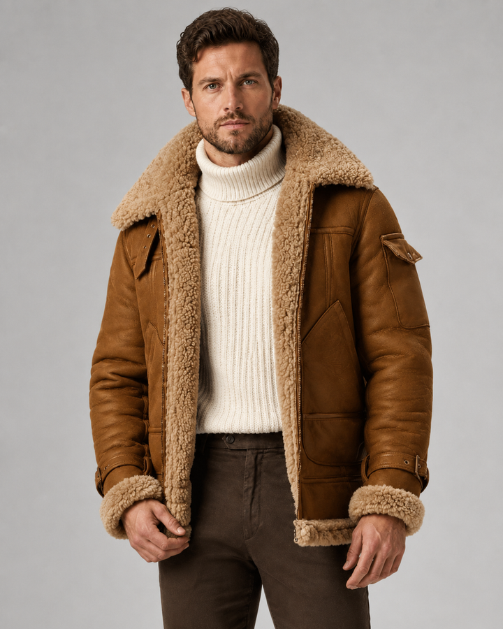 Chaqueta aviador efecto piel premium
