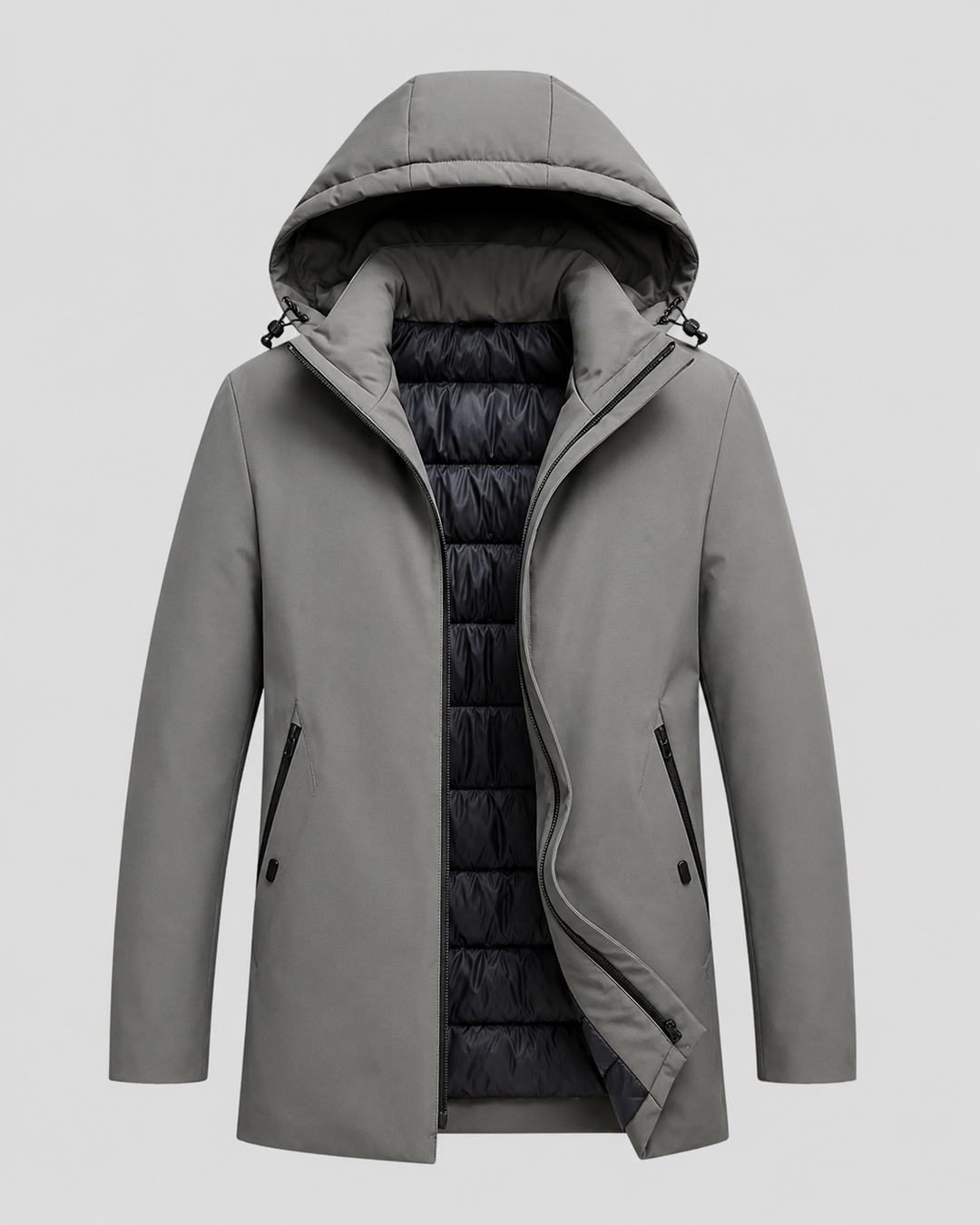 Parka masculina acolchada con capucha