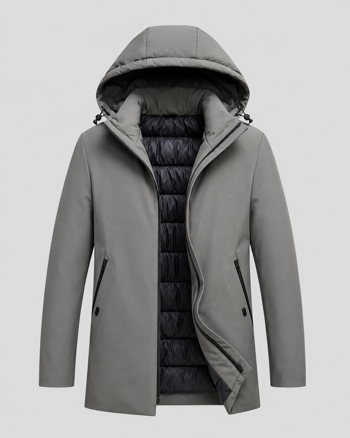 Parka masculina acolchada con capucha