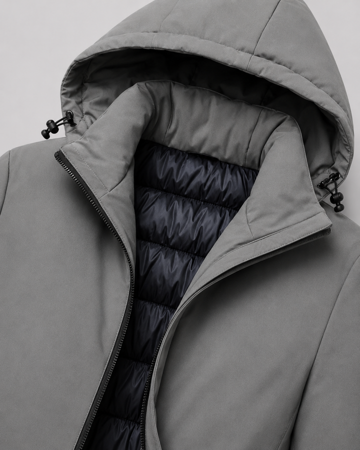 Parka masculina acolchada con capucha