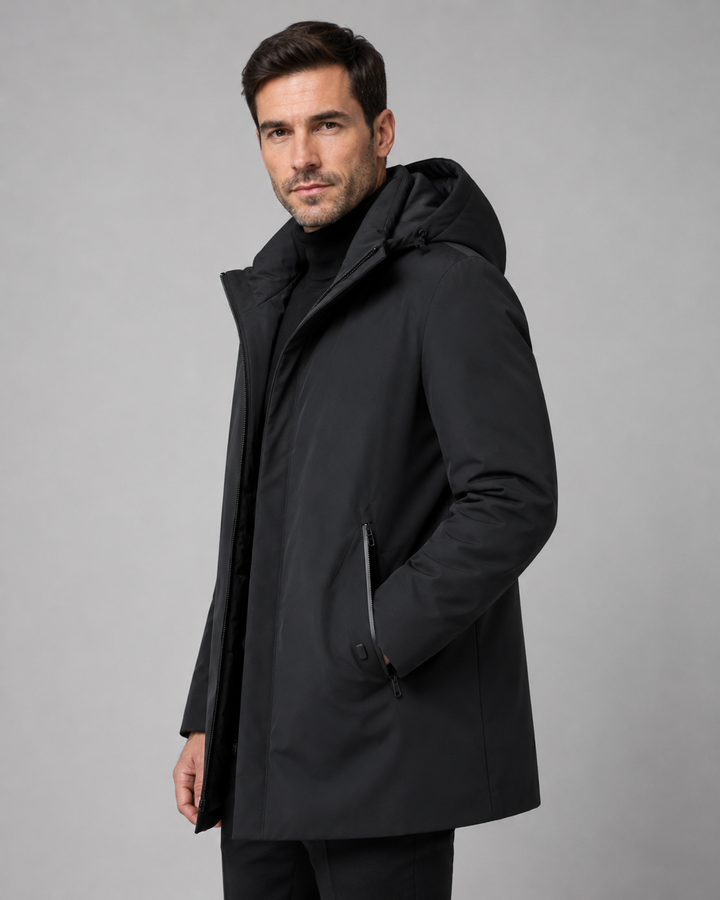 Parka masculina acolchada con capucha