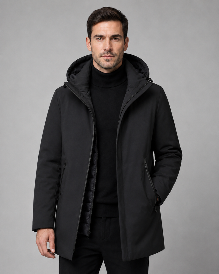 Parka masculina acolchada con capucha