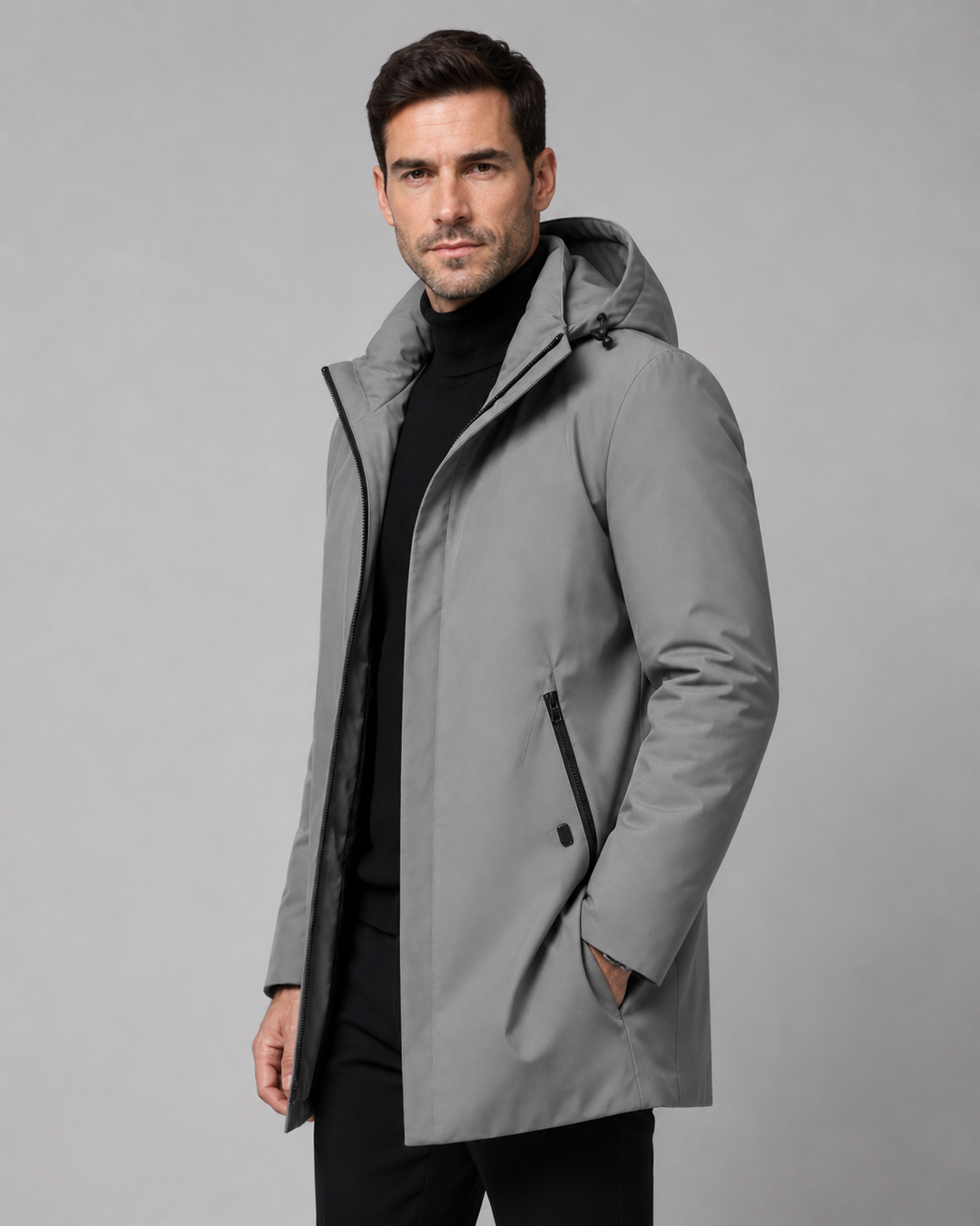 Parka masculina acolchada con capucha