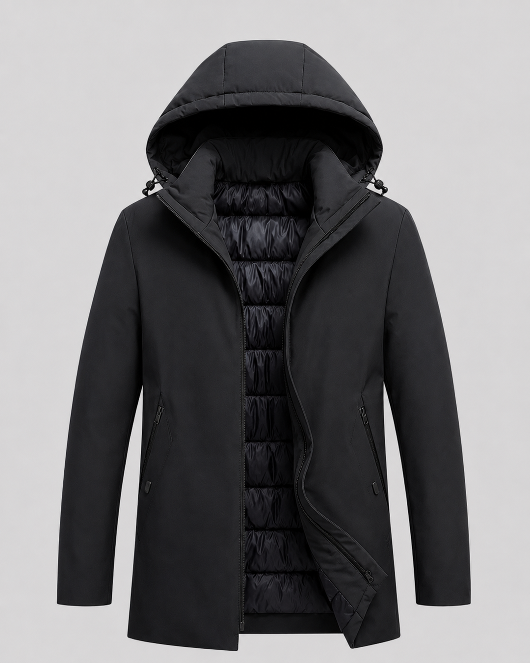 Parka masculina acolchada con capucha