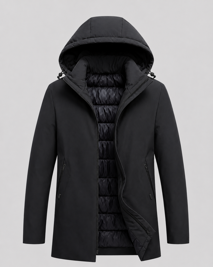 Parka masculina acolchada con capucha
