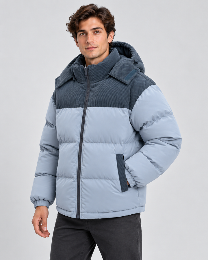 Chaqueta Acolchada Hombre Capucha Pana