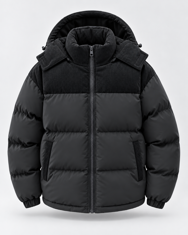 Chaqueta Acolchada Hombre Capucha Pana