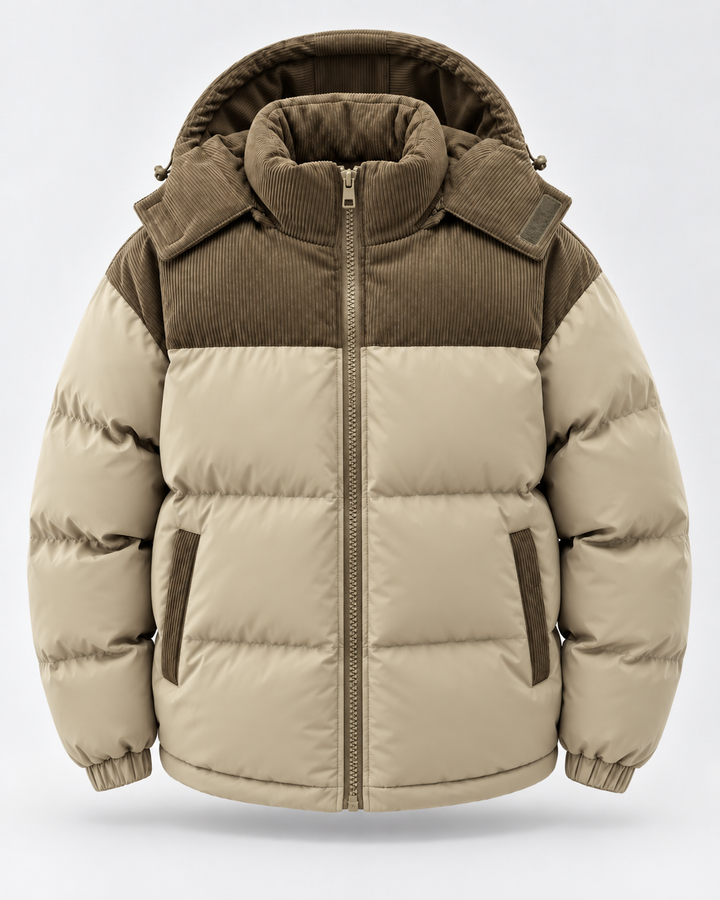Chaqueta Acolchada Hombre Capucha Pana