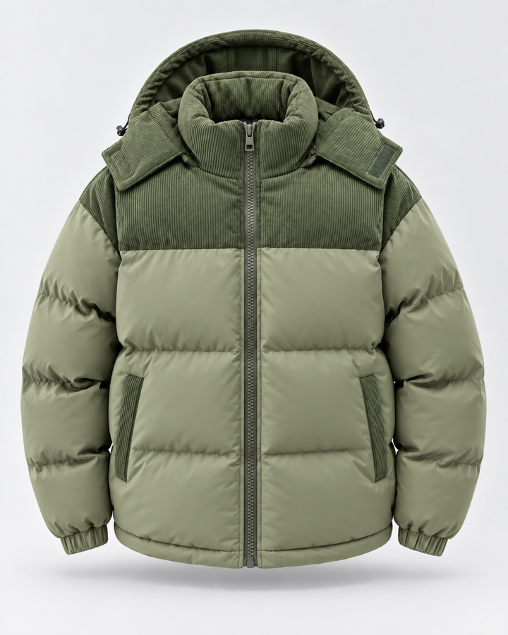 Chaqueta Acolchada Hombre Capucha Pana