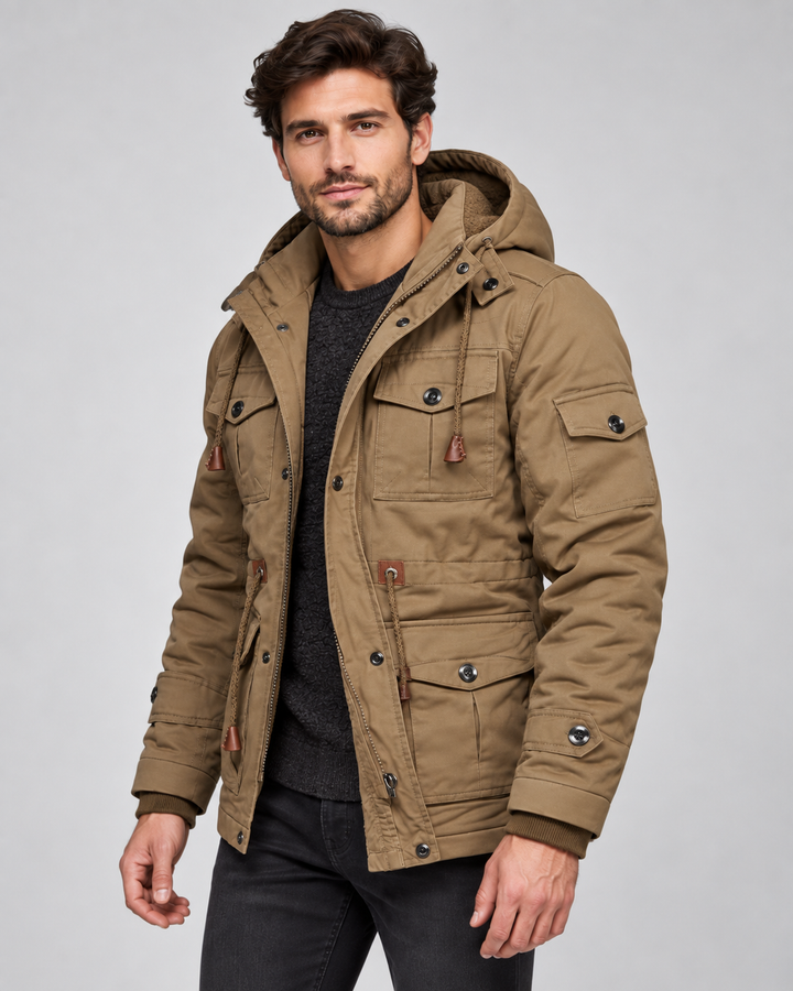 Parka forrada de borreguito multibolsillos