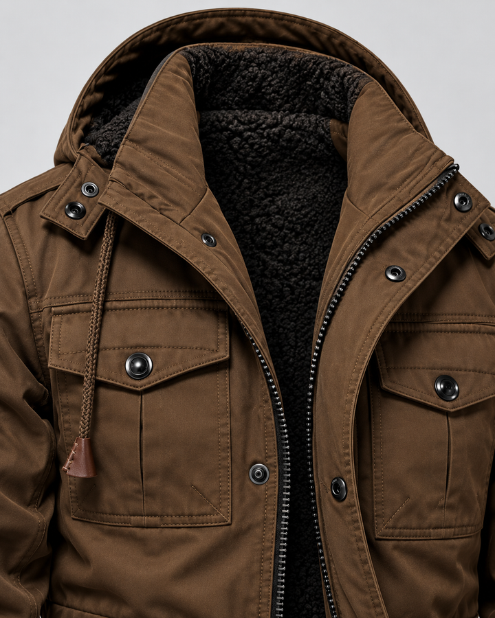 Parka forrada de borreguito multibolsillos