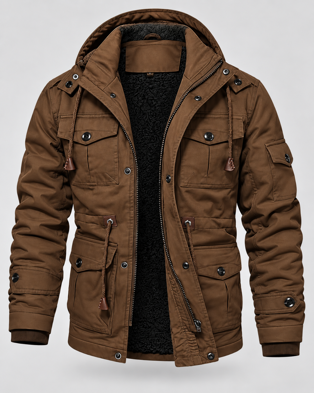Parka forrada de borreguito multibolsillos